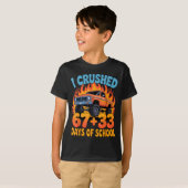 I Crushed 67+33 Days Of School Kids Monster Truck  T-shirt (Voorkant volledig)