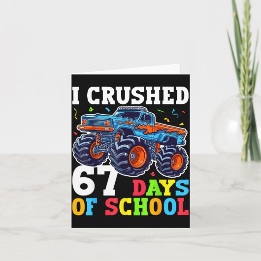 I Crushed 67 Days Of School 67th Day Of School Boy Kaart (Voorkant)