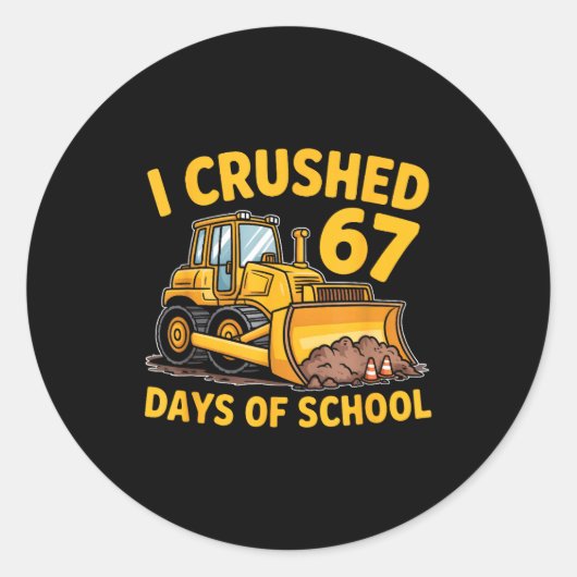 I Crushed 67 Days Of School 67th Day Of School Boy Ronde Sticker (Voorkant)