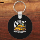 I Crushed 67 Days Of School 67th Day Of School Boy Sleutelhanger (Voorkant)