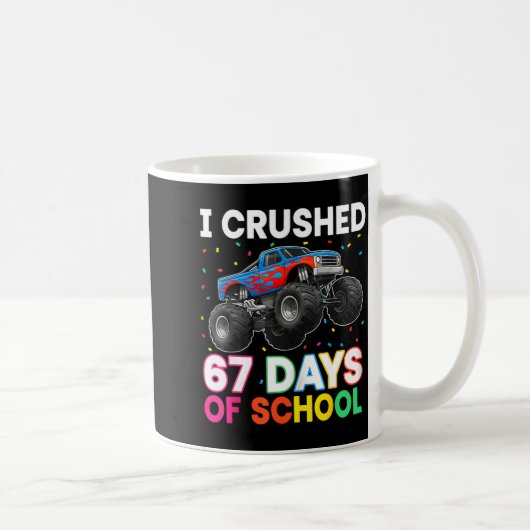 I Crushed 67 Days Of School Monster Teacher Studen Koffiemok (Rechts)