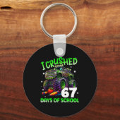 I Crushed 67 Days Of School Teachers Monster Truck Sleutelhanger (Voorkant)
