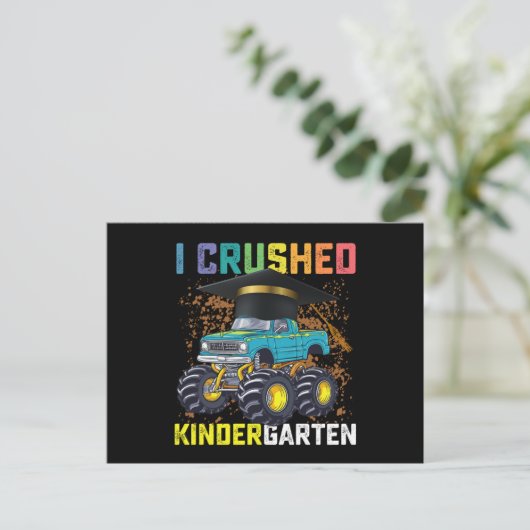 I Crushed Kindergarten Monster Truck Graduation Briefkaart (Staand voorkant)