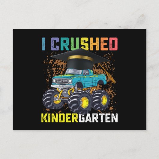 I Crushed Kindergarten Monster Truck Graduation Briefkaart (Voorkant)