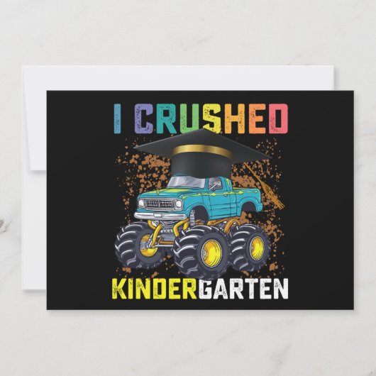 I Crushed Kindergarten Monster Truck Graduation Kaart (Voorkant)