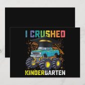 I Crushed Kindergarten Monster Truck Graduation Kaart (Voorkant / Achterkant)