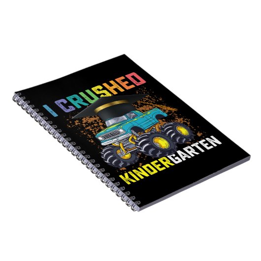 I Crushed Kindergarten Monster Truck Graduation Notitieboek (Rechterzijde)