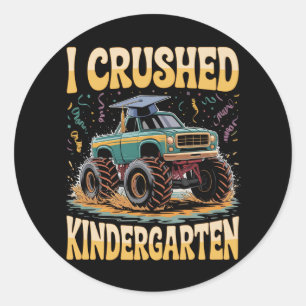 I Crushed Kindergarten Monster Truck Graduation Ronde Sticker