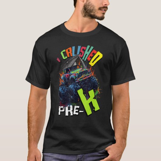 I Crushed Pre K Monster Truck Graduation Cap Boys T-shirt (Voorkant)