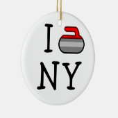 I Curl NY ~Ardsley Curling Club Keramisch Ornament (Rechts)