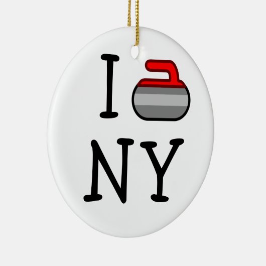 I Curl NY ~Ardsley Curling Club Keramisch Ornament (Rechts)