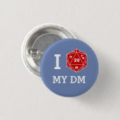 I d20 Mijn DM Button (ik hou van mijn DM) (Voorkant /achterkant)