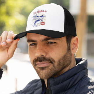 I’d Rather Be Fishing, Funny Fishing Saying Trucker Pet