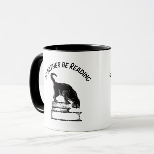 I’d Rather Be Reading / Writing – Cat Mug Mok (Voorkant links)