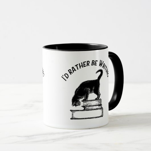 I’d Rather Be Reading / Writing – Cat Mug Mok (Voorkant rechts)