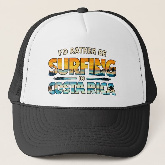 I’d Rather Be Surfing in Costa Rica Trucker Pet (Voorkant)