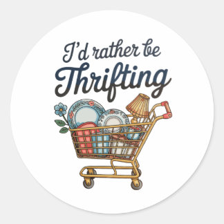 I’d Rather Be Thrifting Thrift Aesthetic Vintage Ronde Sticker