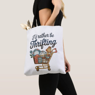 I’d Rather Be Thrifting Thrift Aesthetic Vintage Tote Bag