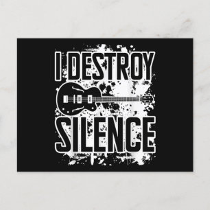 I Destroy Silence Bass Player Funny Guitar Music E Briefkaart