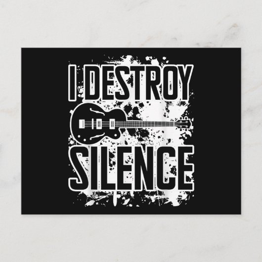 I Destroy Silence Bass Player Funny Guitar Music E Briefkaart (Voorkant)