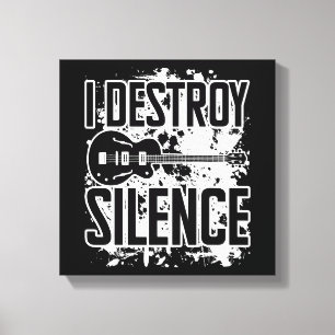 I Destroy Silence Bass Player Funny Guitar Music E Canvas Afdruk