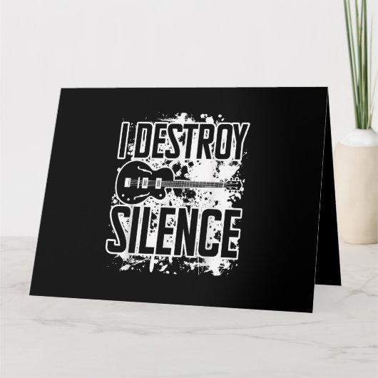 I Destroy Silence Bass Player Funny Guitar Music E Kaart (Voorkant)