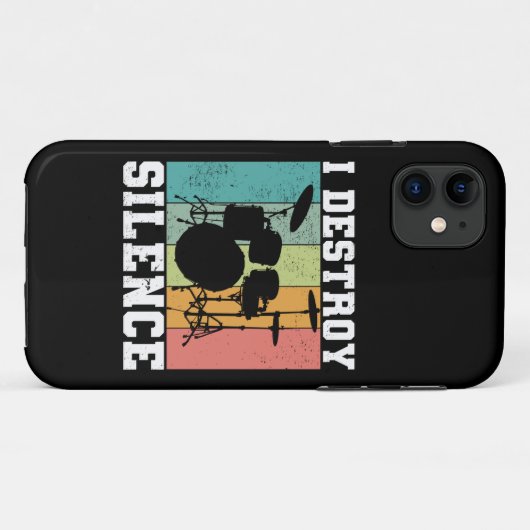 I Destroy Silence Distress  Drummer Retro Case-Mate iPhone Case (Achterkant (horizontaal))