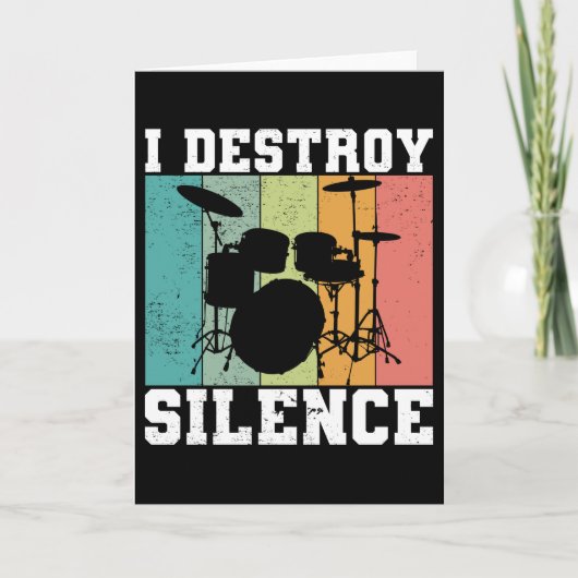 I Destroy Silence Distress  Drummer Retro Kaart (Voorkant)