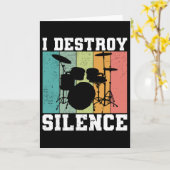 I Destroy Silence Distress  Drummer Retro Kaart (Gele Bloem)