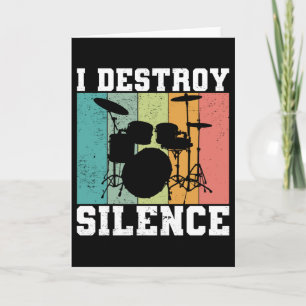 I Destroy Silence Distress  Drummer Retro Kaart
