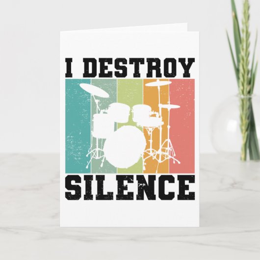 I Destroy Silence Distress  Drummer Retro Kaart (Voorkant)