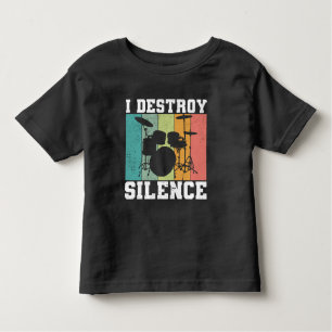 I Destroy Silence Distress  Drummer Retro Kinder Shirts