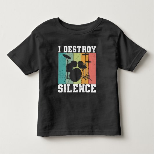 I Destroy Silence Distress Drummer Retro Kinder Shirts (Voorkant)
