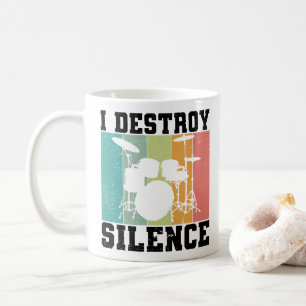 I Destroy Silence Distress  Drummer Retro Koffiemok
