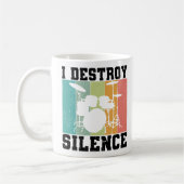 I Destroy Silence Distress  Drummer Retro Koffiemok (Links)
