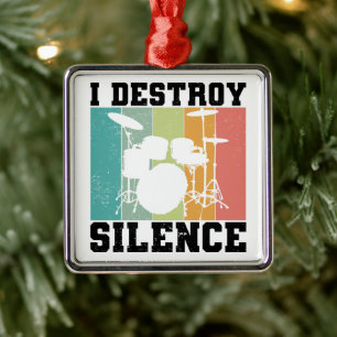 I Destroy Silence Distress  Drummer Retro Metalen Ornament