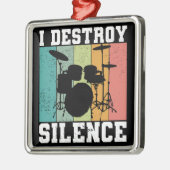 I Destroy Silence Distress  Drummer Retro Metalen Ornament (Links)