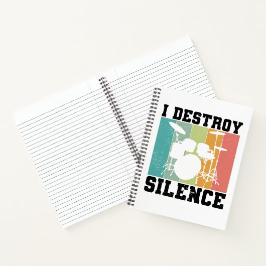 I Destroy Silence Distress  Drummer Retro Notitieboek (Binnen)
