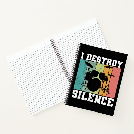 I Destroy Silence Distress  Drummer Retro Notitieboek (Binnen)