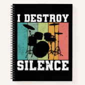 I Destroy Silence Distress  Drummer Retro Notitieboek (Voorkant)