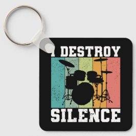I Destroy Silence Distress  Drummer Retro Sleutelhanger