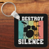 I Destroy Silence Distress  Drummer Retro Sleutelhanger (Voorkant)