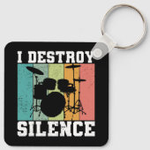 I Destroy Silence Distress  Drummer Retro Sleutelhanger (Achterkant)