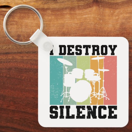 I Destroy Silence Distress  Drummer Retro Sleutelhanger (Voorkant)