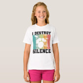 I Destroy Silence Distress Drummer Retro T-shirt (Voorkant volledig)