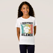 I Destroy Silence Distress  Drummer Retro T-shirt (Voorkant volledig)
