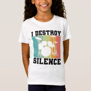 I Destroy Silence Distress Drummer Retro T-shirt
