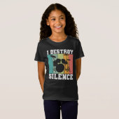 I Destroy Silence Distress  Drummer Retro T-shirt (Voorkant volledig)