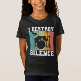 I Destroy Silence Distress  Drummer Retro T-shirt