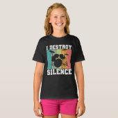 I Destroy Silence Distress Drummer Retro T-shirt (Voorkant volledig)